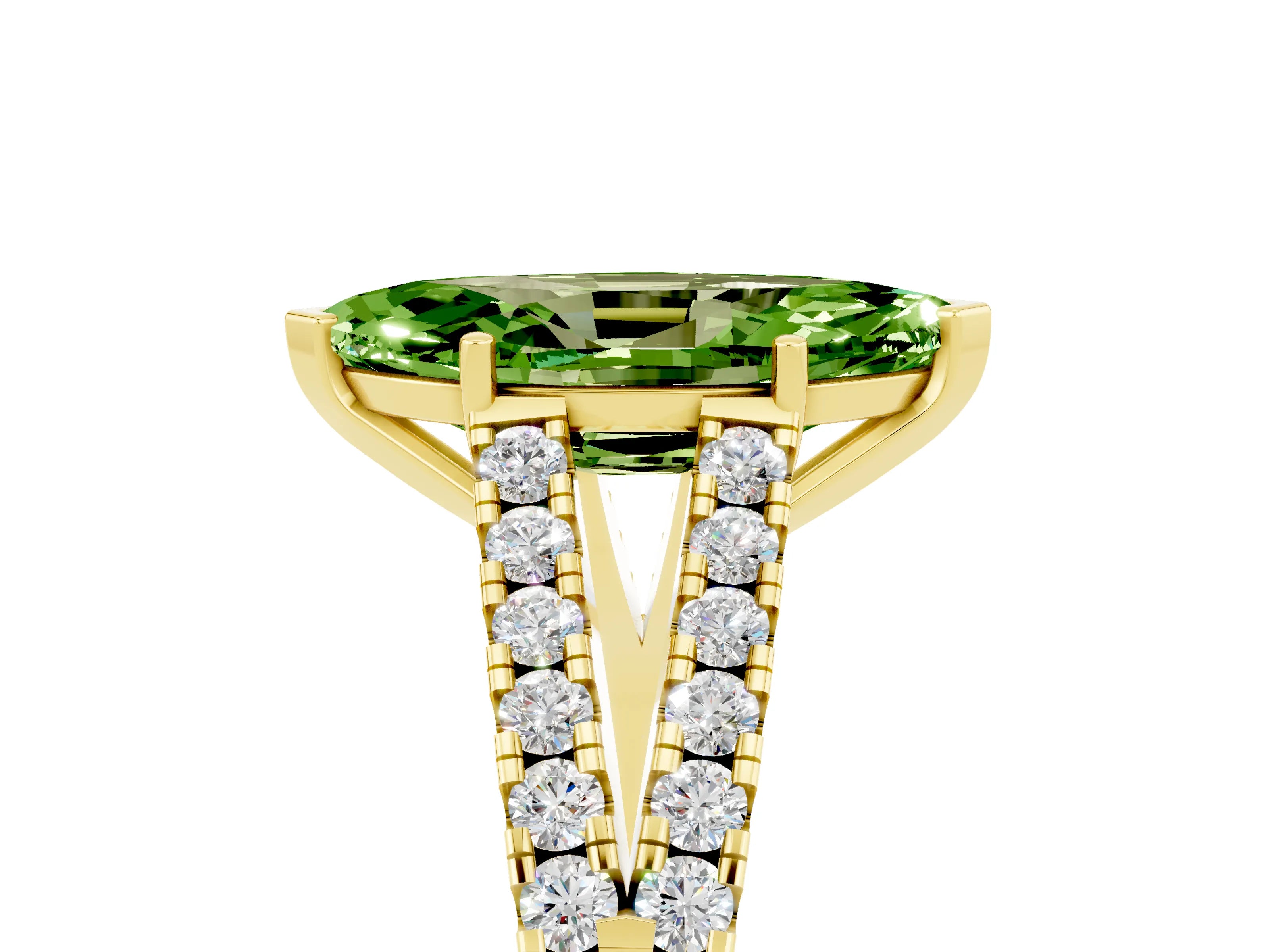 Yellow gold Marquise Cut Cut Split Shank Pave Diamond Engagement Ring with Four-Prong Setting_5