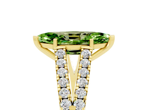 Yellow gold Marquise Cut Cut Split Shank Pave Diamond Engagement Ring with Four-Prong Setting_5