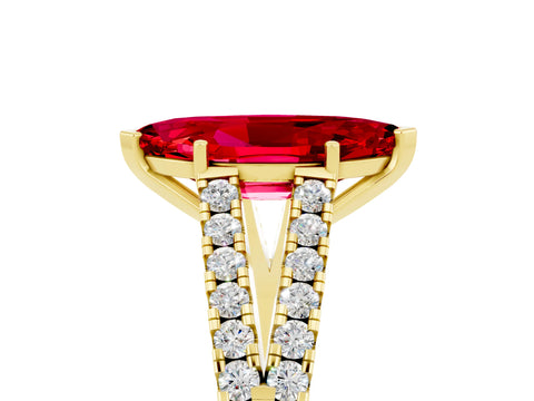 Yellow gold Marquise Cut Cut Split Shank Pave Diamond Engagement Ring with Four-Prong Setting_5