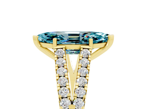 Yellow gold Marquise Cut Cut Split Shank Pave Diamond Engagement Ring with Four-Prong Setting_5
