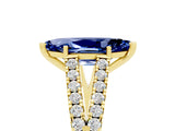 Yellow gold Marquise Cut Cut Split Shank Pave Diamond Engagement Ring with Four-Prong Setting_5