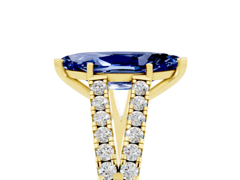 Yellow gold Marquise Cut Cut Split Shank Pave Diamond Engagement Ring with Four-Prong Setting_5