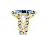 Yellow gold Marquise Cut Cut Split Shank Pave Diamond Engagement Ring with Four-Prong Setting_5