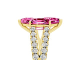 Yellow gold Marquise Cut Cut Split Shank Pave Diamond Engagement Ring with Four-Prong Setting_5