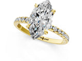Yellow gold Marquise Cut Diamond Brilliant Solitaire Ring with Pavé Band and Four-Prong Setting_16