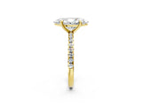 Yellow gold Marquise Cut Diamond Brilliant Solitaire Ring with Pavé Band and Four-Prong Setting_168