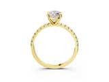 Yellow gold Marquise Cut Diamond Brilliant Solitaire Ring with Pavé Band and Four-Prong Setting_169