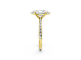 Yellow gold Marquise Cut Diamond Brilliant Solitaire Ring with Pavé Band and Four-Prong Setting_17