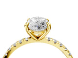 Yellow gold Marquise Cut Diamond Brilliant Solitaire Ring with Pavé Band and Four-Prong Setting_19