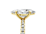 Yellow gold Marquise Cut Diamond Brilliant Solitaire Ring with Pavé Band and Four-Prong Setting_20