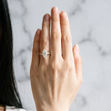 Yellow gold Marquise Cut Diamond Cathedral Solitaire Ring with Round  Pavé Band_178