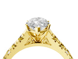 Yellow gold Marquise Cut Diamond Cathedral Solitaire Ring with Round with Yellow Sapphire side stone Pavé Band_40