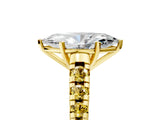 Yellow gold Marquise Cut Diamond Cathedral Solitaire Ring with Round with Yellow Sapphire side stone Pavé Band_41
