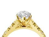Yellow gold Marquise Cut Diamond Cathedral Solitaire Ring with Round with Yellow Sapphire side stone Pavé Band_50
