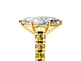 Yellow gold Marquise Cut Diamond Cathedral Solitaire Ring with Round with Yellow Sapphire side stone Pavé Band_51
