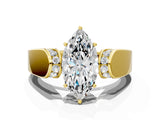Yellow gold Marquise Cut Diamond Channel Set Solitaire Ring with Four-Prong Setting_12