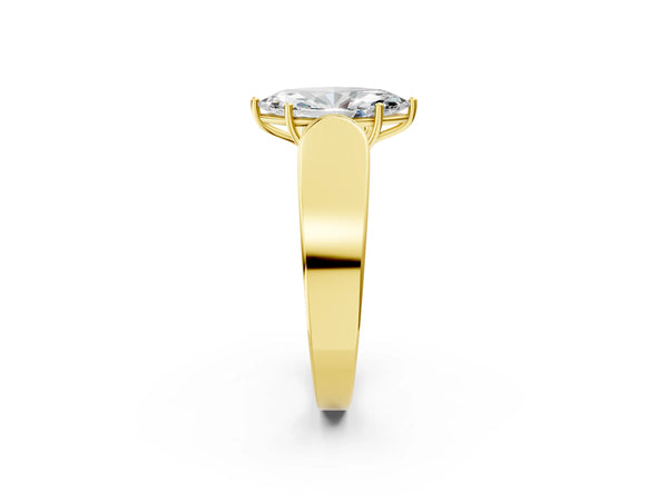 Yellow Gold Marquise Channel Set Engagement Ring Setting with Accented Shoulders on Wide Band