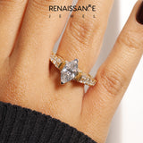 Yellow gold Marquise Cut Diamond Classic Solitaire Ring with Pavé Band and Four-Prong Setting_67