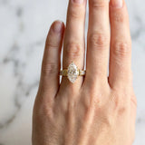 Yellow gold Marquise Cut Diamond Classic Solitaire Ring with Pavé Band and Four-Prong Setting_73