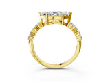 Yellow gold Marquise Cut Diamond Cluster Pavé Band with Four-Prong Setting_15