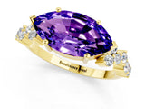 Yellow gold Marquise Cut Diamond Cluster Pavé Band with Four-Prong Setting_1