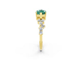Yellow gold Marquise Cut Diamond Cluster Pavé Band with Four-Prong Setting_2
