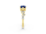 Yellow gold Marquise Cut Diamond Cluster Pavé Band with Four-Prong Setting_2