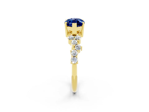 Yellow gold Marquise Cut Diamond Cluster Pavé Band with Four-Prong Setting_2