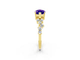Yellow gold Marquise Cut Diamond Cluster Pavé Band with Four-Prong Setting_2