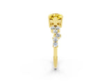 Yellow gold Marquise Cut Diamond Cluster Pavé Band with Four-Prong Setting_2