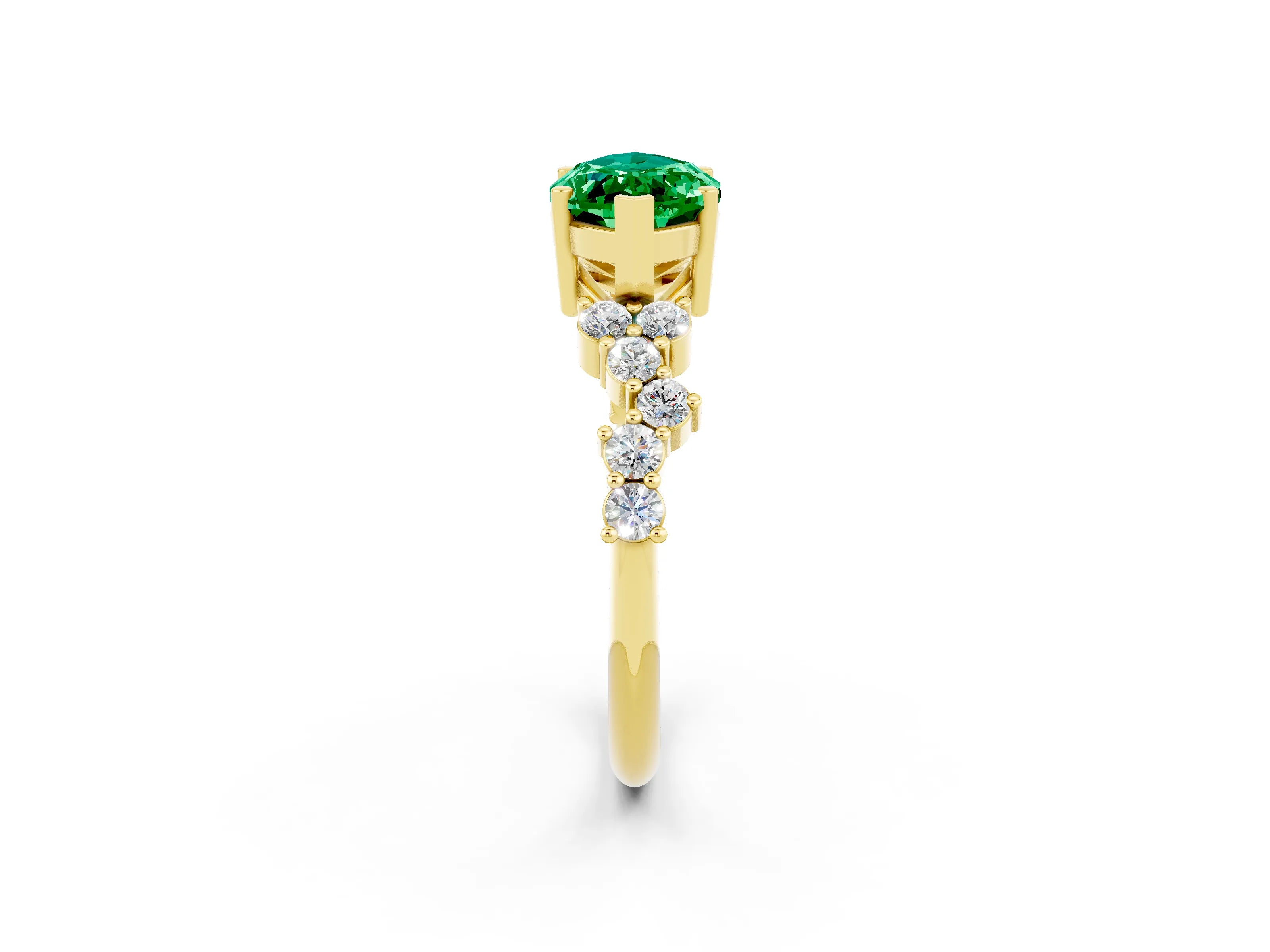 Yellow gold Marquise Cut Diamond Cluster Pavé Band with Four-Prong Setting_2