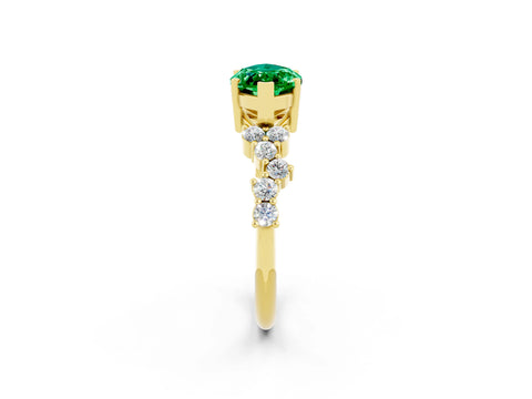Yellow gold Marquise Cut Diamond Cluster Pavé Band with Four-Prong Setting_2