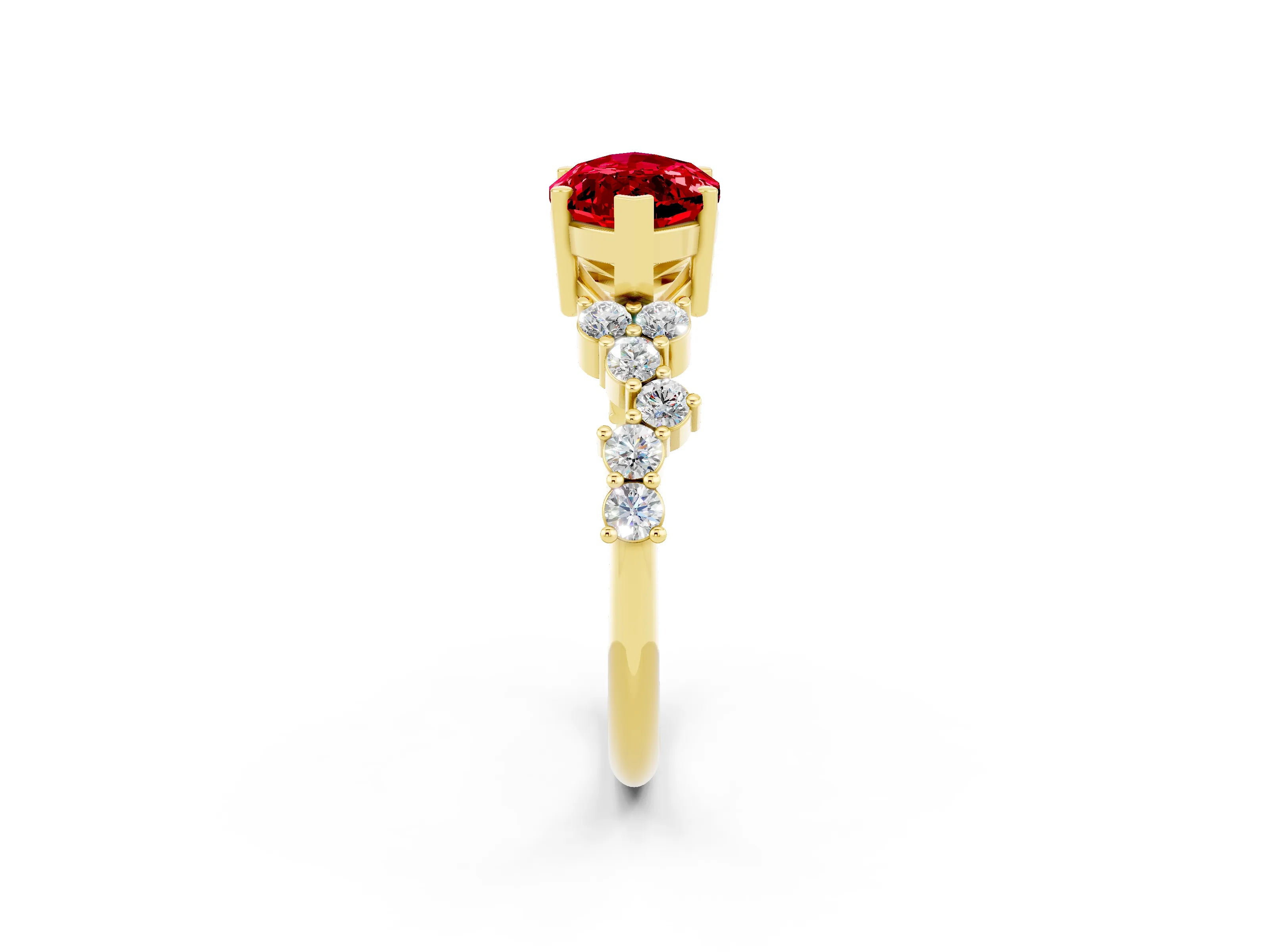 Yellow gold Marquise Cut Diamond Cluster Pavé Band with Four-Prong Setting_2