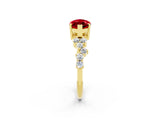 Yellow gold Marquise Cut Diamond Cluster Pavé Band with Four-Prong Setting_2