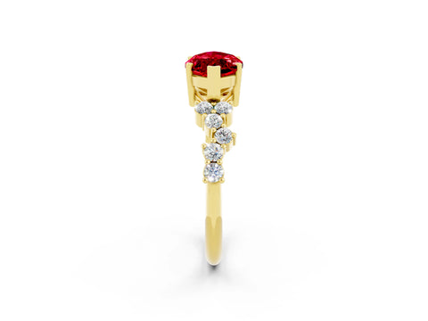 Yellow gold Marquise Cut Diamond Cluster Pavé Band with Four-Prong Setting_2