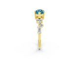 Yellow gold Marquise Cut Diamond Cluster Pavé Band with Four-Prong Setting_2