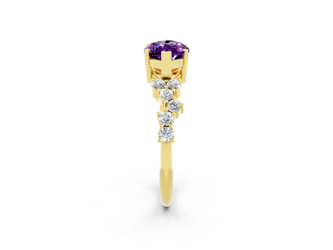 Yellow gold Marquise Cut Diamond Cluster Pavé Band with Four-Prong Setting_2
