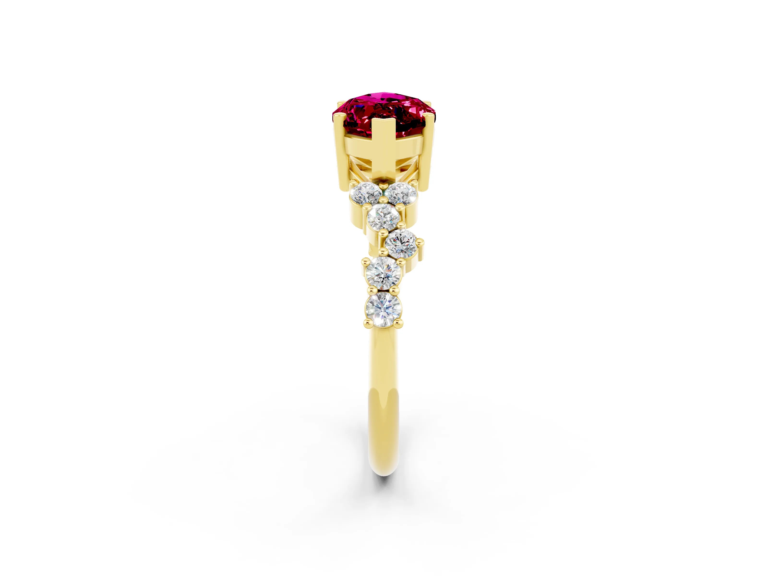 Yellow gold Marquise Cut Diamond Cluster Pavé Band with Four-Prong Setting_2