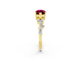 Yellow gold Marquise Cut Diamond Cluster Pavé Band with Four-Prong Setting_2