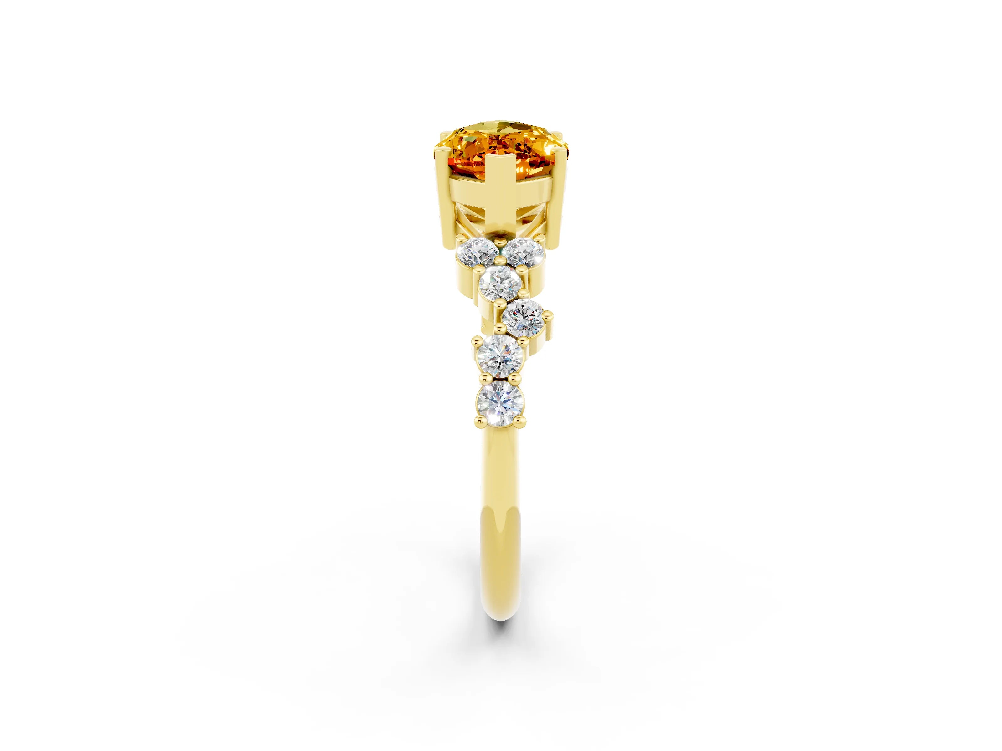 Yellow gold Marquise Cut Diamond Cluster Pavé Band with Four-Prong Setting_2