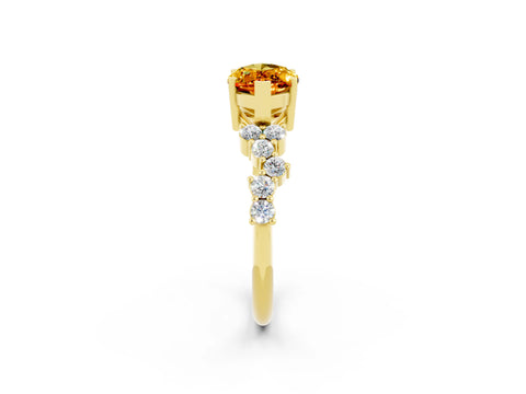 Yellow gold Marquise Cut Diamond Cluster Pavé Band with Four-Prong Setting_2