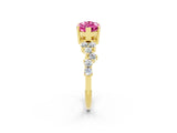 Yellow gold Marquise Cut Diamond Cluster Pavé Band with Four-Prong Setting_2