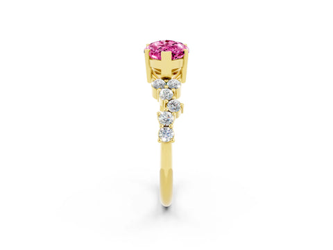 Yellow gold Marquise Cut Diamond Cluster Pavé Band with Four-Prong Setting_2