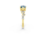 Yellow gold Marquise Cut Diamond Cluster Pavé Band with Four-Prong Setting_2