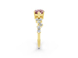 Yellow gold Marquise Cut Diamond Cluster Pavé Band with Four-Prong Setting_2