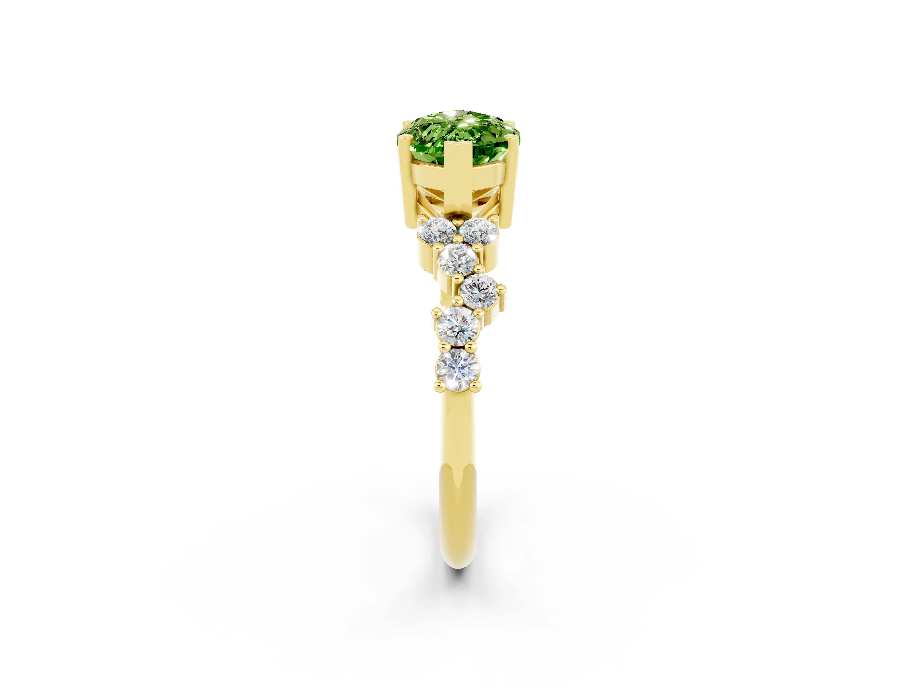 Yellow gold Marquise Cut Diamond Cluster Pavé Band with Four-Prong Setting_2