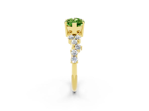 Yellow gold Marquise Cut Diamond Cluster Pavé Band with Four-Prong Setting