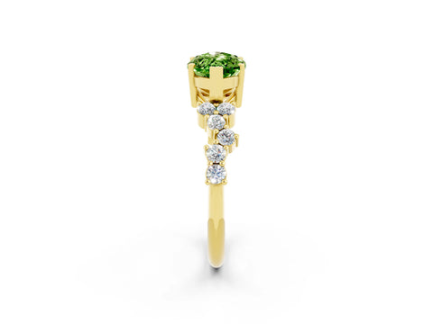 Yellow gold Marquise Cut Diamond Cluster Pavé Band with Four-Prong Setting_2