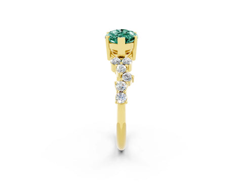 Yellow gold Marquise Cut Diamond Cluster Pavé Band with Four-Prong Setting_2