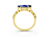 Yellow gold Marquise Cut Diamond Cluster Pavé Band with Four-Prong Setting_3